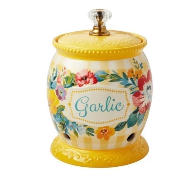 The Pioneer Woman Sweet Romance Garlic Keeper - Yellow Gingham - Picture 3 of 6